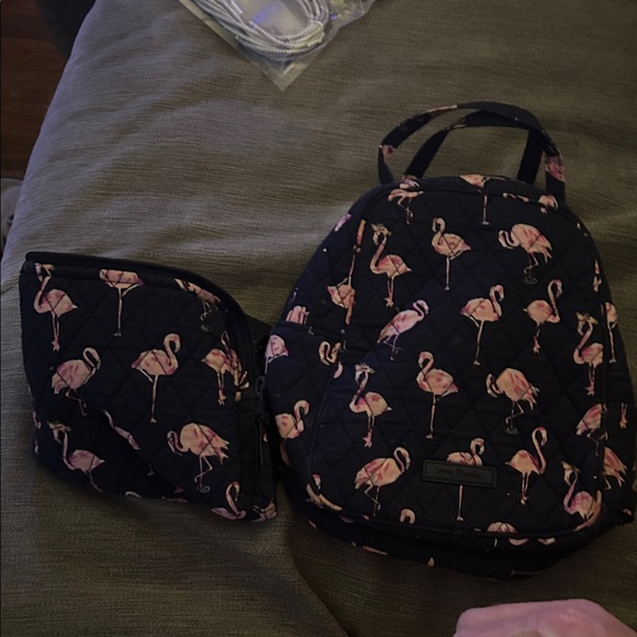 Vera Bradley Handbags - Flamingo Print Quilted Backpack and Pouch Vera Bradley